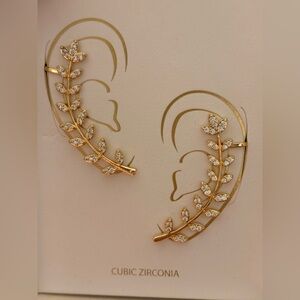 Elegant Gold plated Leaf Ear Cuffs